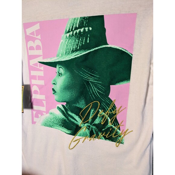Wicked Glinda & Elphaba T-Shirt Size XXS NWT embroidered gold green pink Ariana - Picture 4 of 5